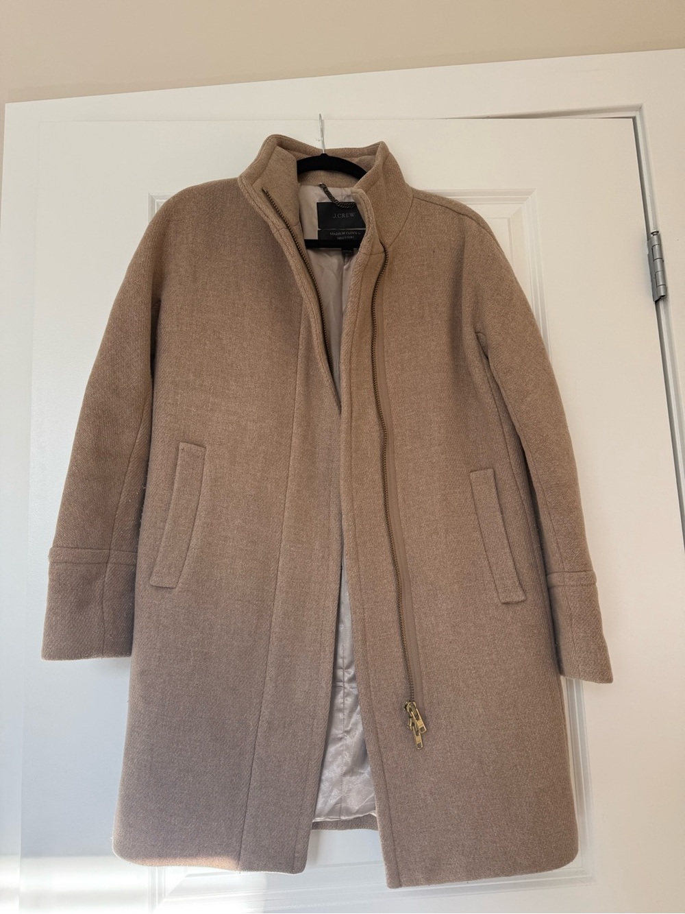 J Crew tan stadium cloth cocoon coat size 0